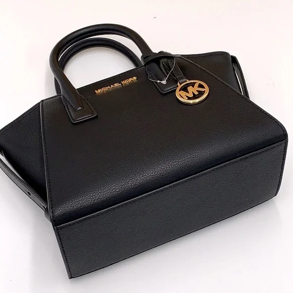 Michael Kors Avril Small Leather Top-Zip Satchel BLACK COLOR - Picture 13 of 16